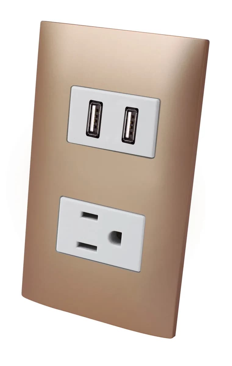 Contacto Aterrizado con 2 Puertos USB AKSI - 124826
