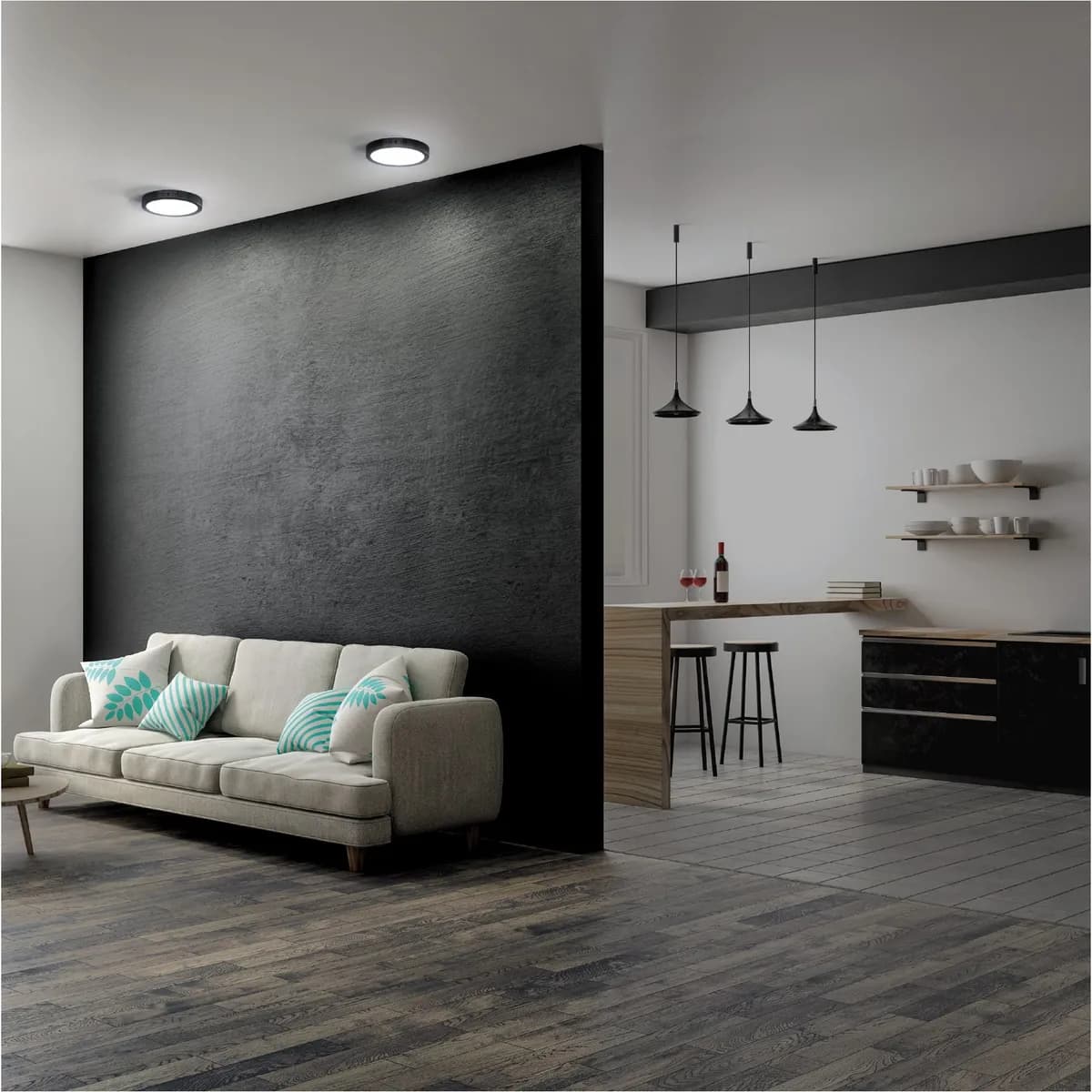 Luminario LED de Plafón 12 W Redondo Negro Volteck - 47396
