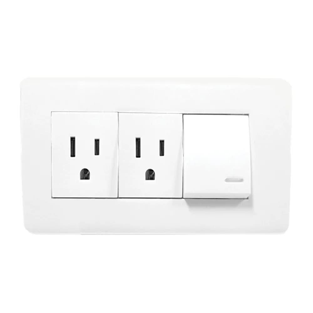 Apagador y Contacto Doble 24M con Placa Blanca Argos - 8840940