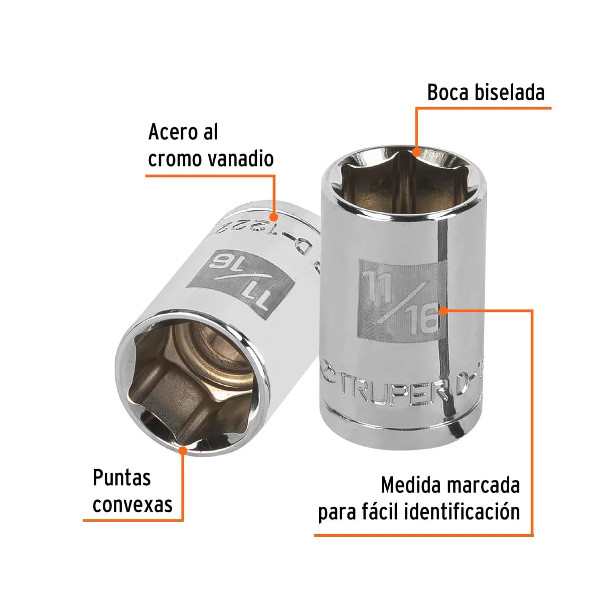 Dado de 11/16" 6 Puntas Cuadro 1/2" Truper - 13235