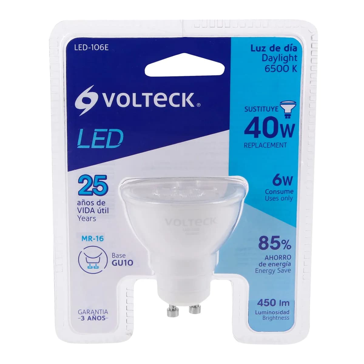 Lámpara LED 6 W MR16 Base GU10 en Blíster Volteck - 46217