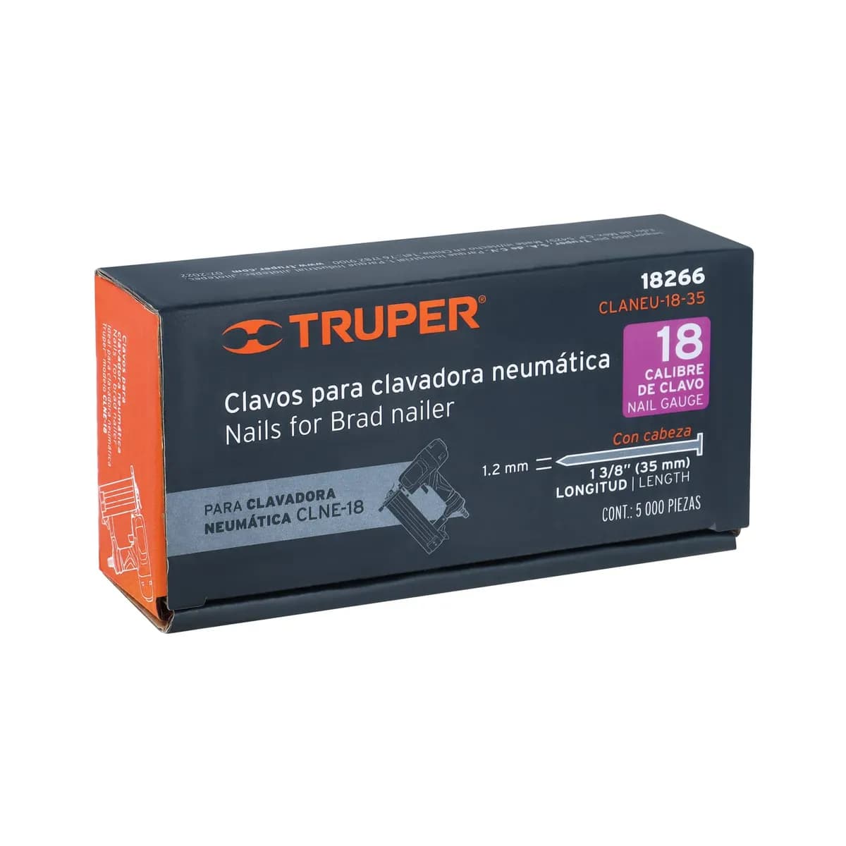 Caja con 5000 Clavos Calibre 18 de 35 mm Truper - 18266