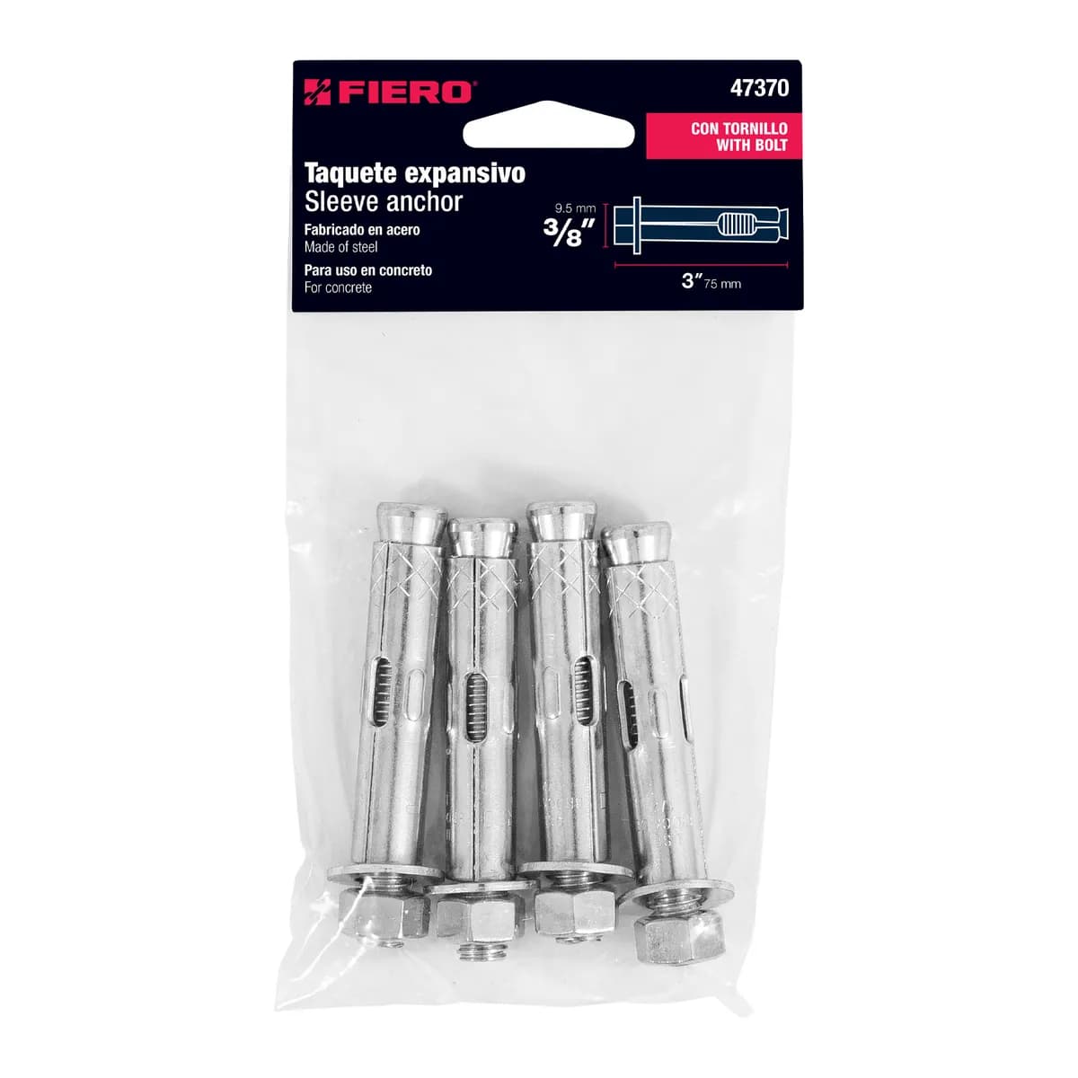 Bolsa con 4 Taquetes Expansivos 3/8" Fiero - 47370
