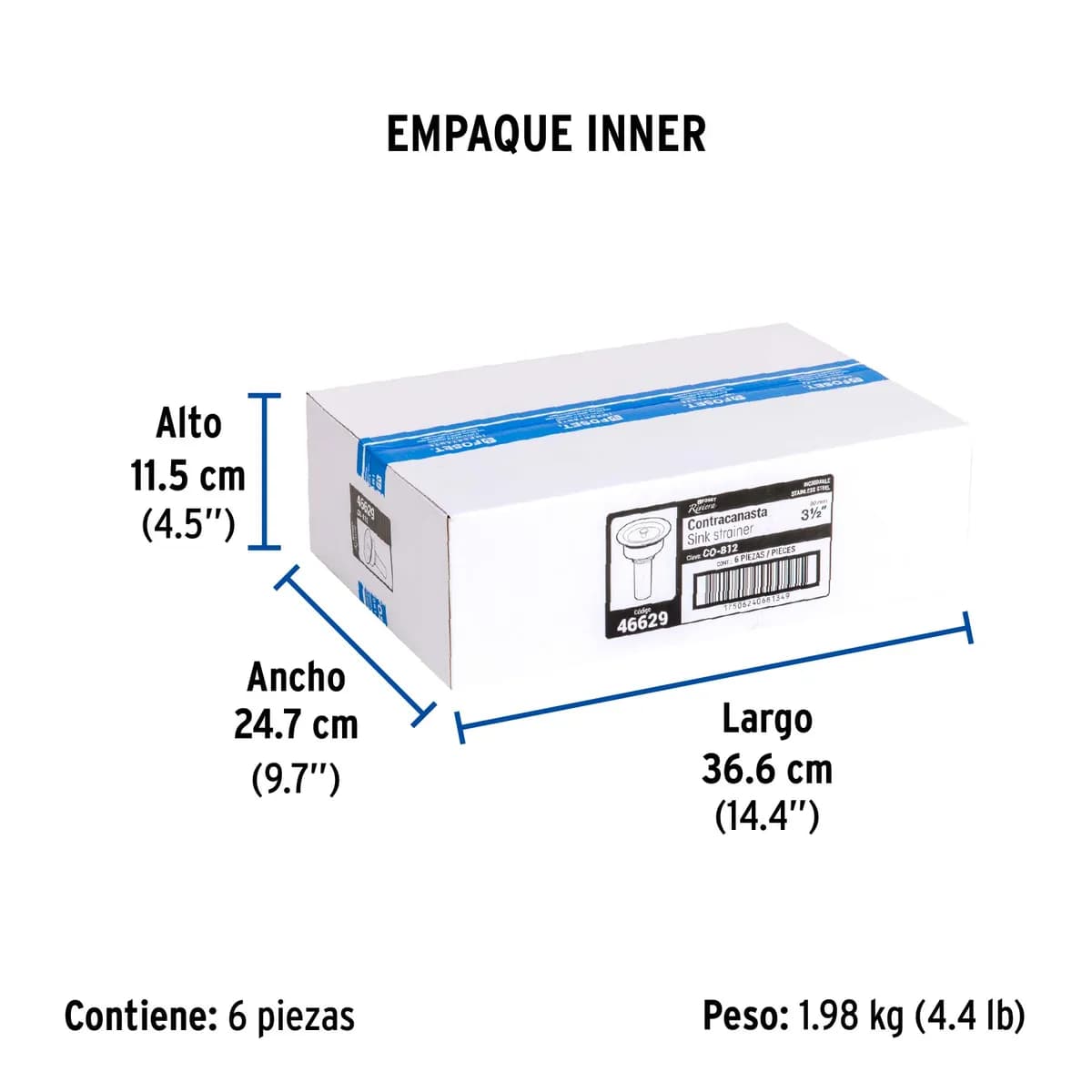 Contracanasta 3 1/2" Inoxidable con Tapa Truper - 46629