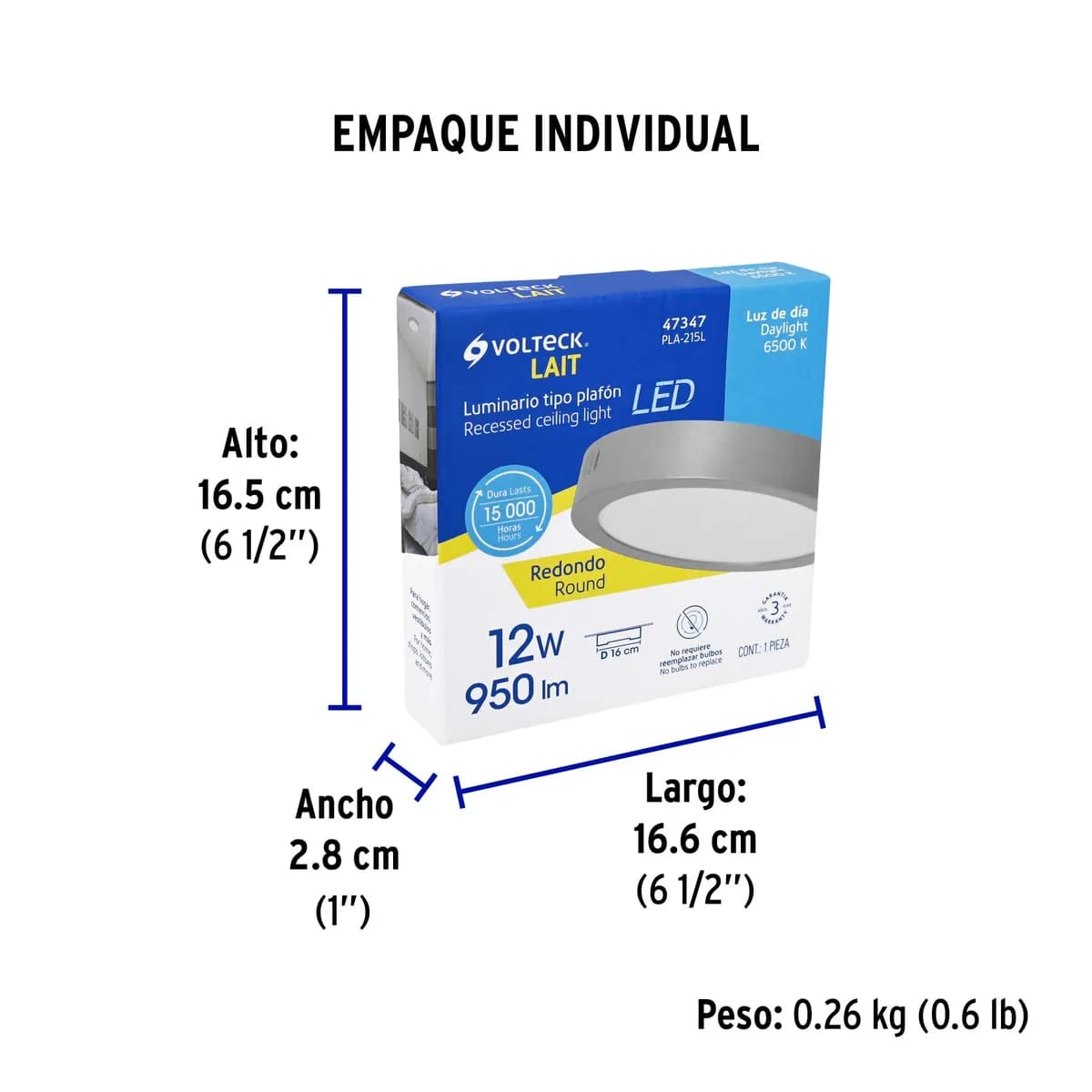 Luminario LED de Plafón 12 W Redondo Gris Volteck - 47347