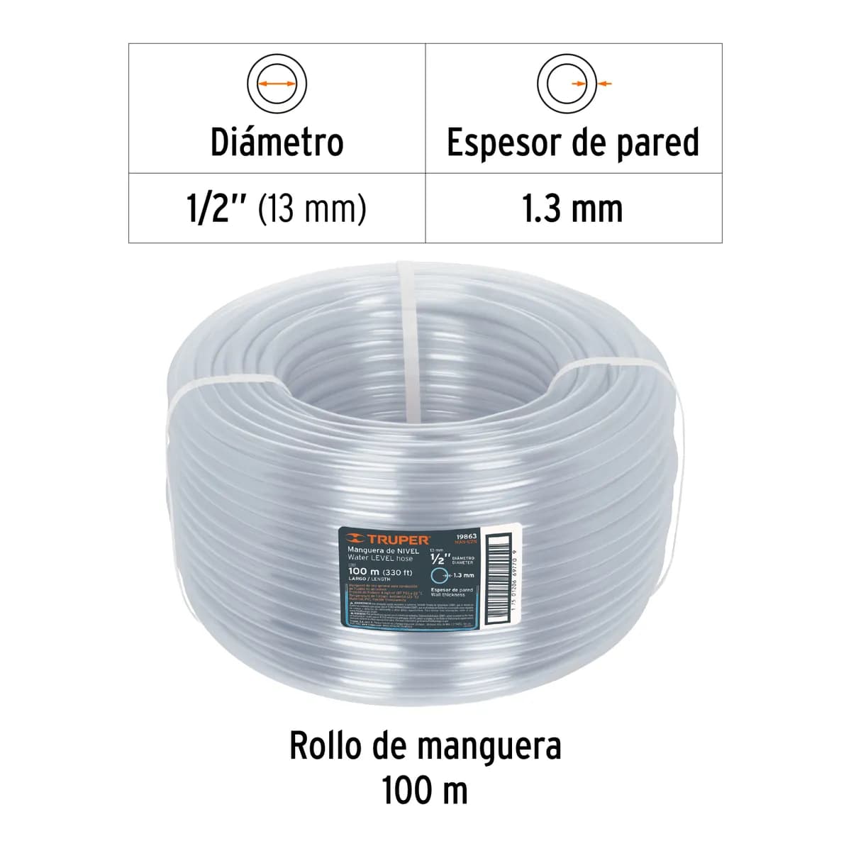 Metro de Manguera de Nivel 1/2" MAN-1/2N Truper - 19863