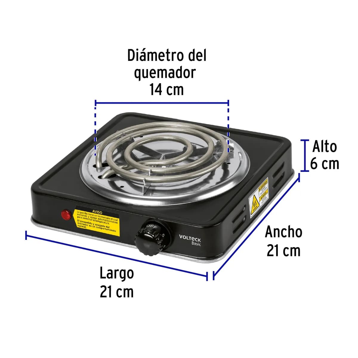 Parrilla Eléctrica 1 Quemador Negra Volteck - 26093