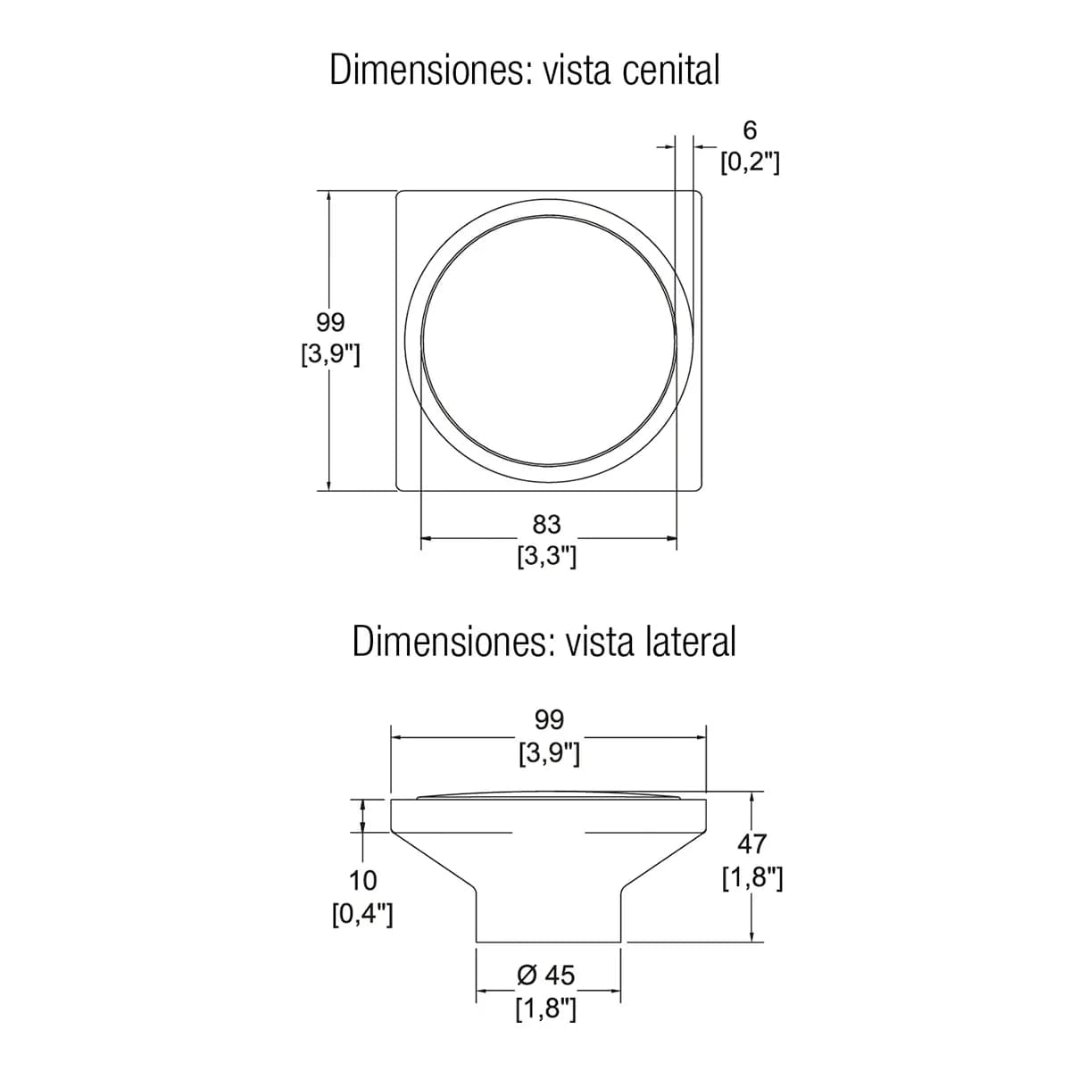 Rebosadero Cuadrado Perimetral Helvex - H-342CL