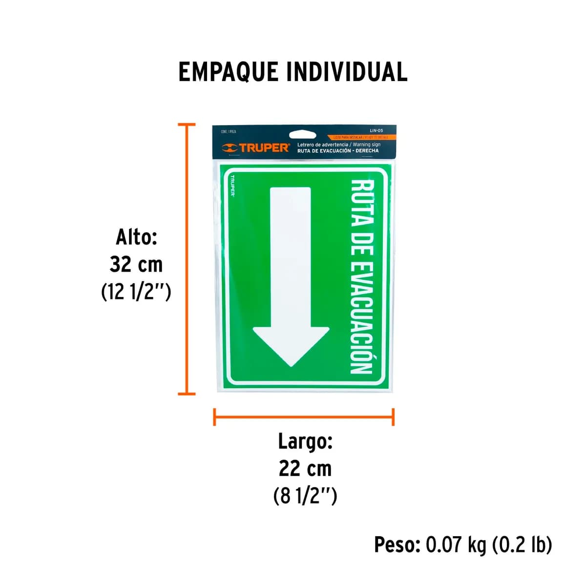 Letrero de Señalización "Ruta de evacuación" Truper - 18368