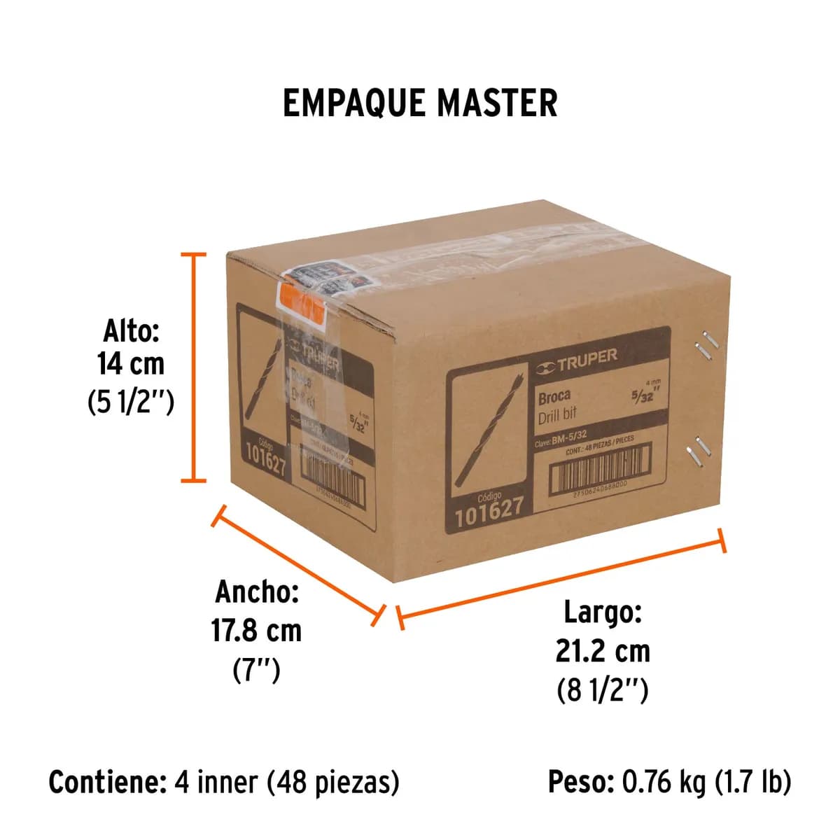 Broca con Punta Centradora para Madera 5/32" Truper - 101627