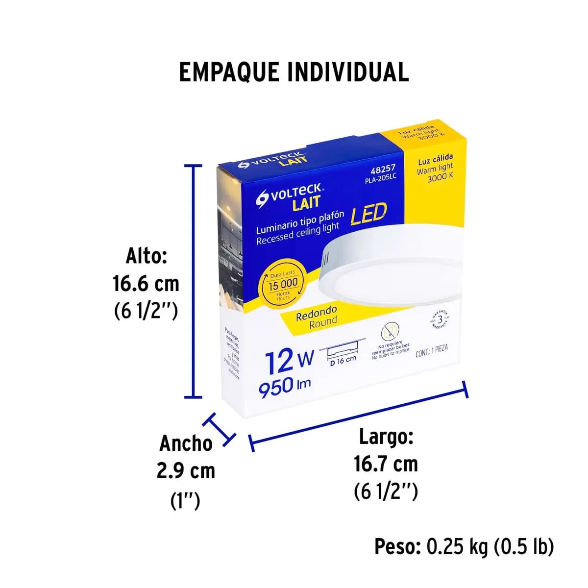 Luminario LED de Plafón 12 W Redondo Blanco Volteck - 48257