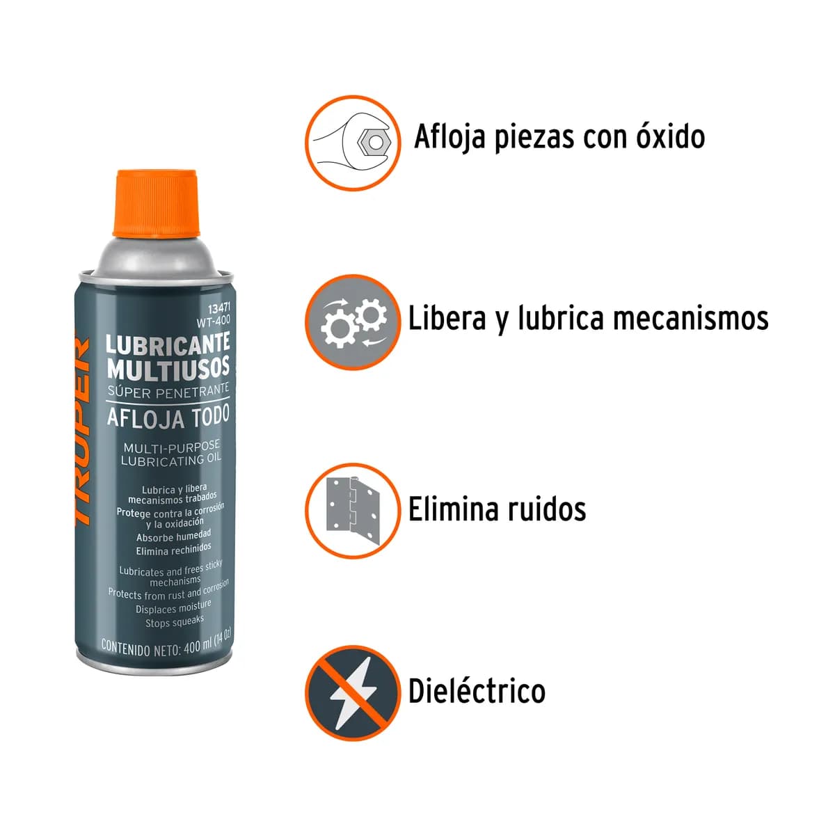 Lubricante Multiusos en Aerosol 400 ml (14 oz) Truper - 13471