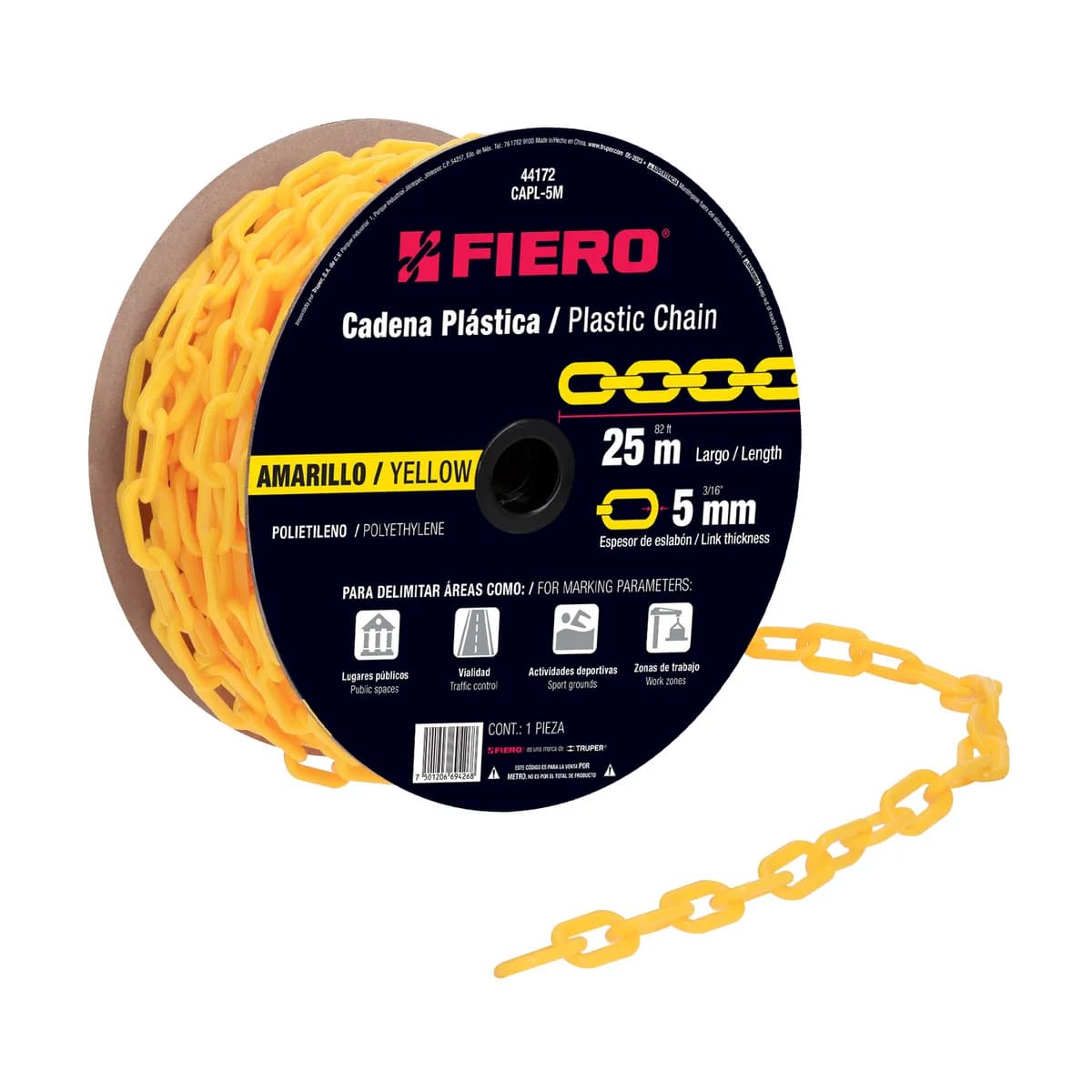 Carrete de Cadena 3/16" 5 mm 25 m Amarillo Fiero - 44172