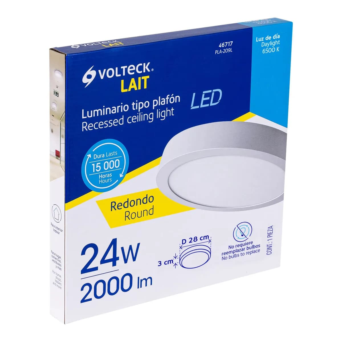 Luminario LED Redondo Blanco 6500 K 24 W Volteck - 46717