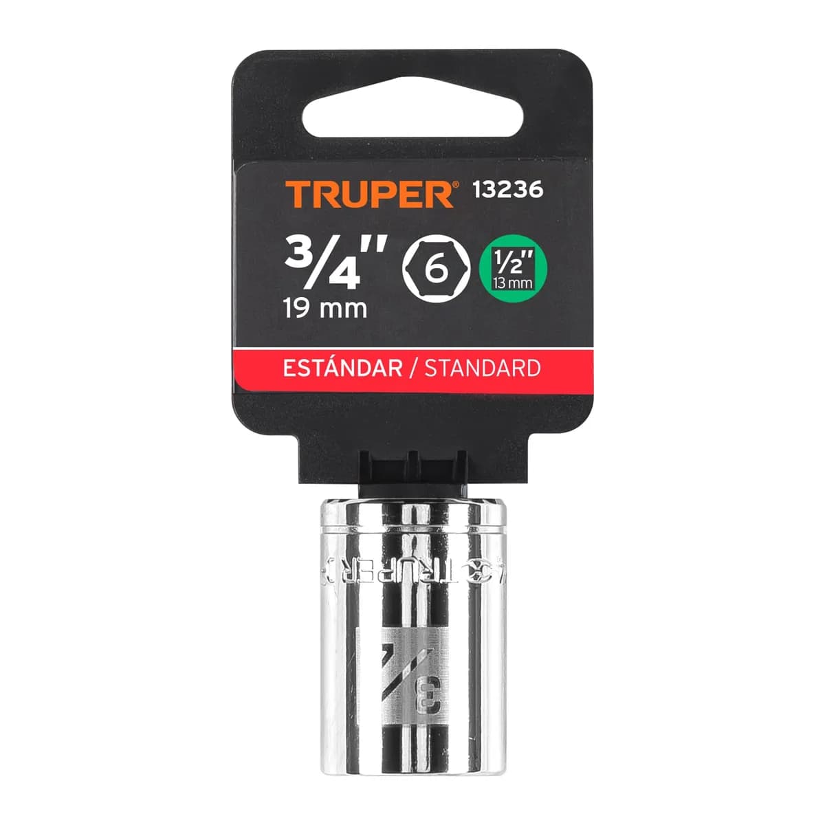 Dado de 3/4" 6 Puntas Cuadro 1/2" Truper - 13236