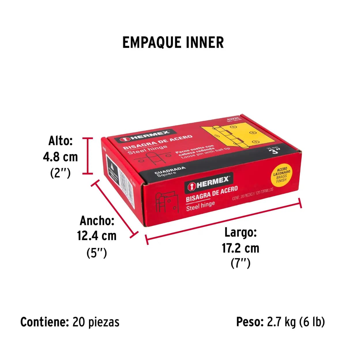 Bisagra de Libro 3" x 3" de Latón Hermex Truper - 43232