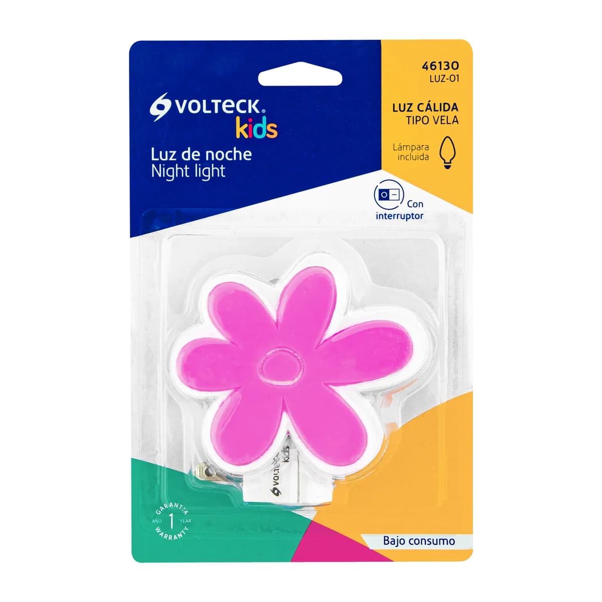 Luz de Noche con Lámpara E12 Diseño Flor Volteck - 46130