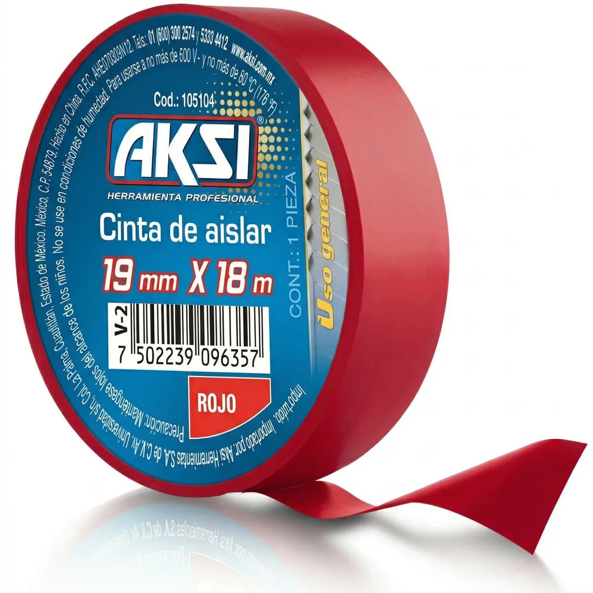 Cinta de Aislar Roja 19mm x 18m Aksi