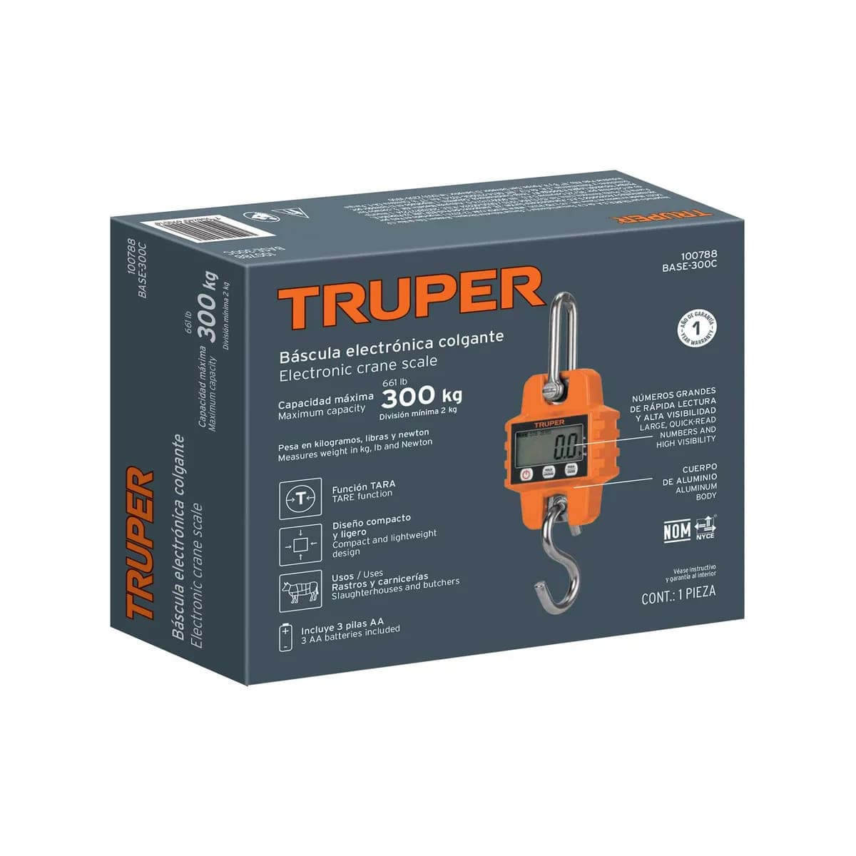 Báscula Electrónica Colgante 300 kg Truper - 100788