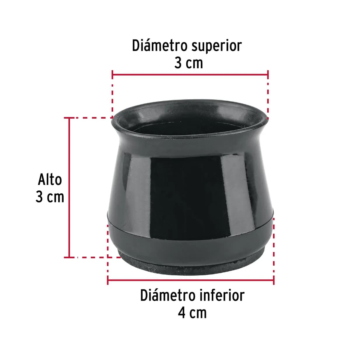 Protectores para Patas de Silla 24 Piezas Negro Hermex - 49847