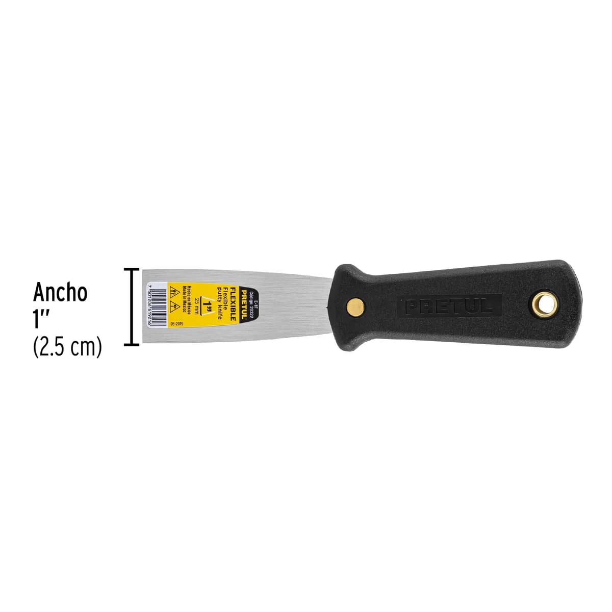 Espátula Flexible 1" con Mango Plástico Pretul - 20322