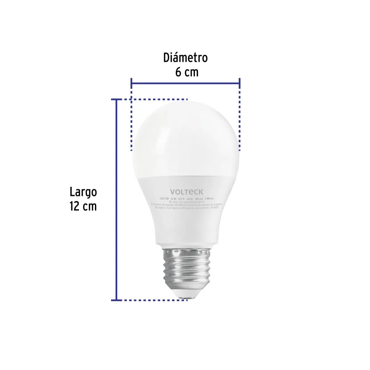 Foco LED 12 W (75 W) A19 6500 K 1050 lm en Blíster Volteck - 46860