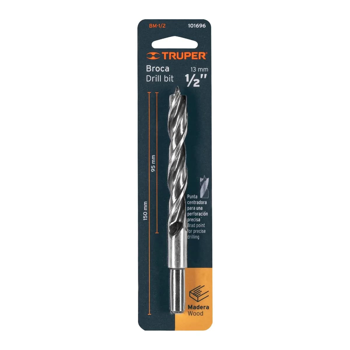Broca con Punta Centradora para Madera 1/2" Truper - 101696