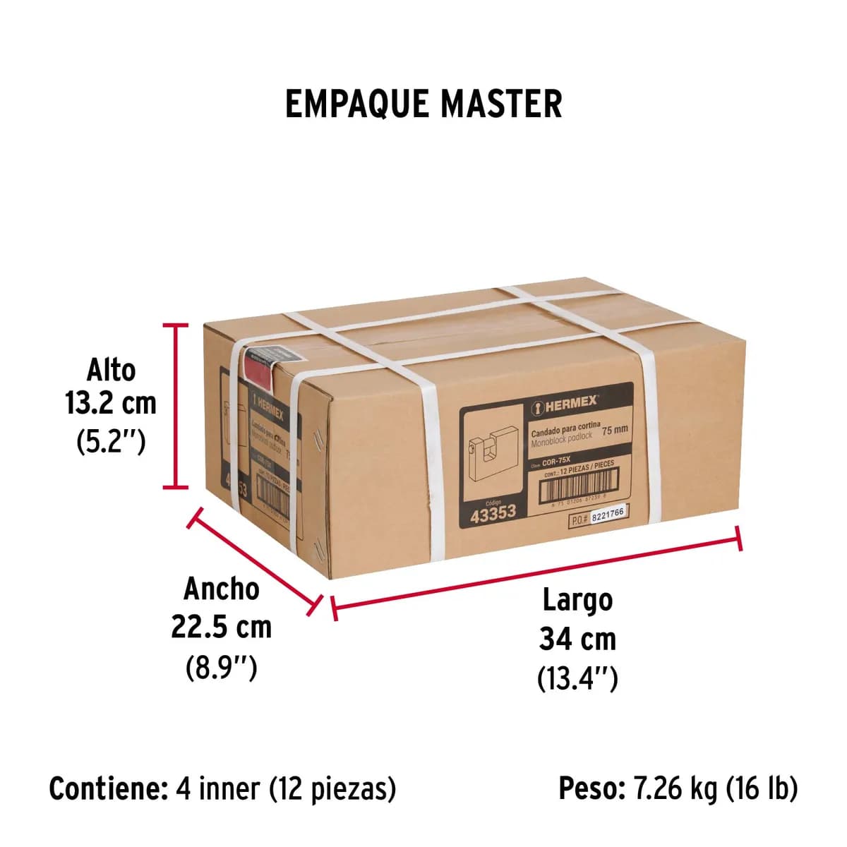 Candado Antipalanca 75 mm Cuerpo de Latón Truper - 43353