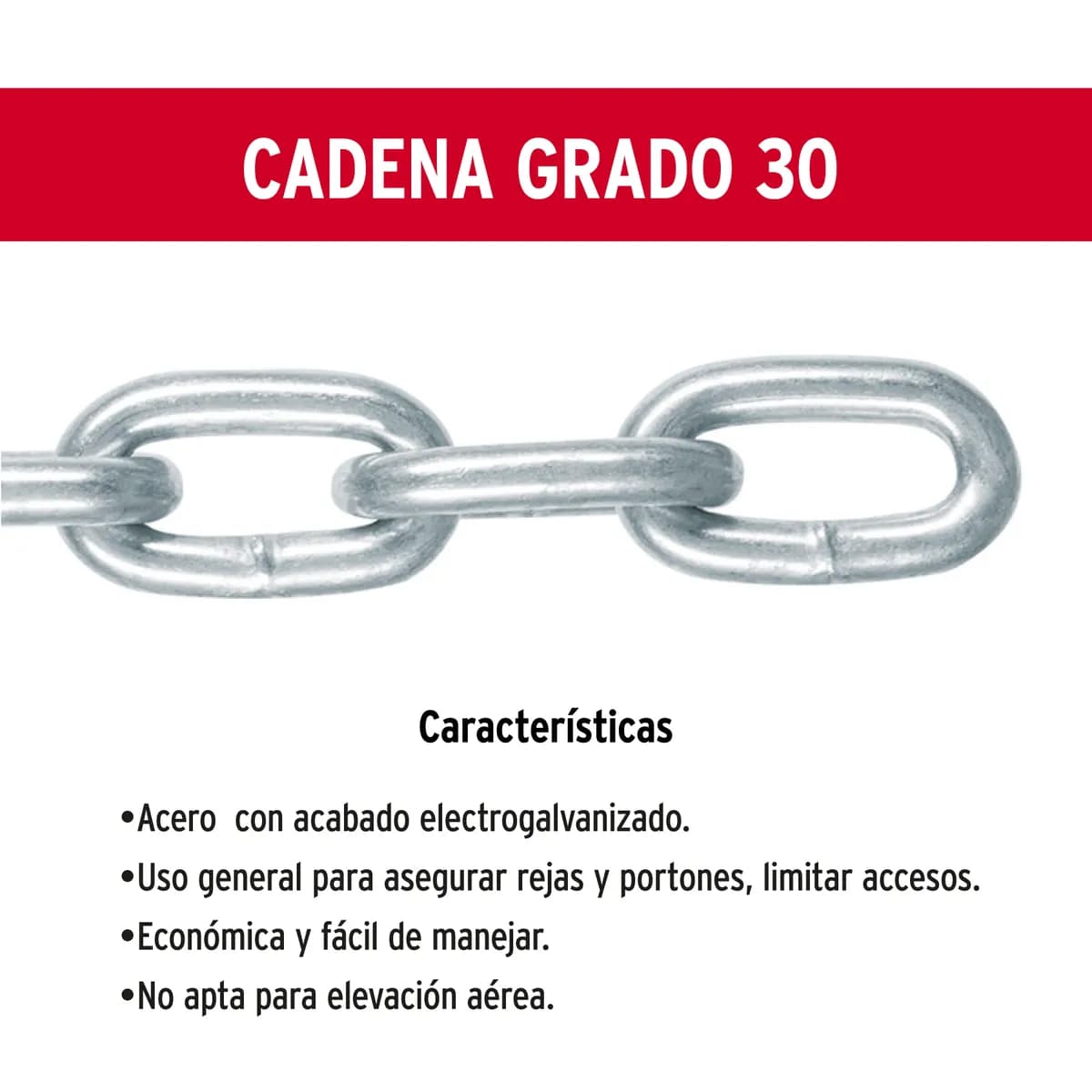 Cubeta con 10 m de Cadena Galvanizada 3/8" G30 Fiero - 44273