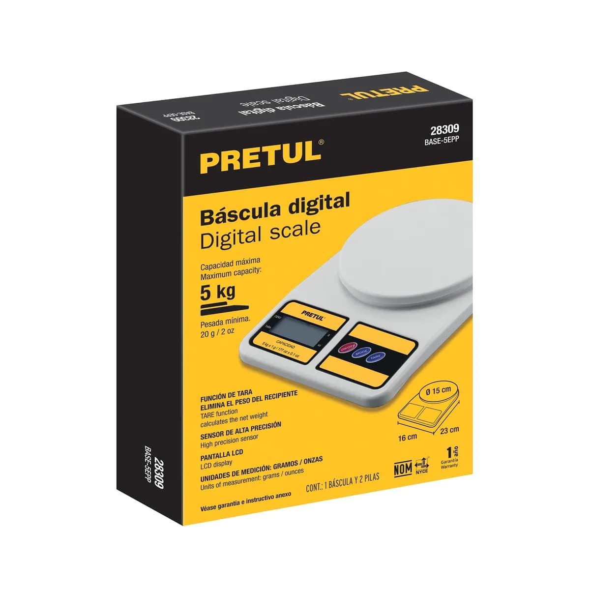 Báscula Digital para Cocina 5 kg Pretul - 28309