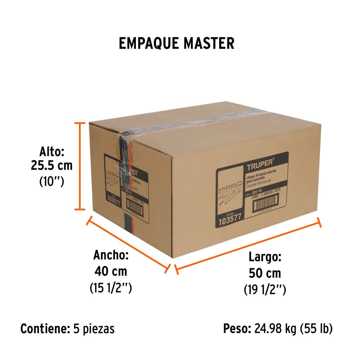 Juego de 9 Brocasierras para Concreto SDS Plus Truper - 103577