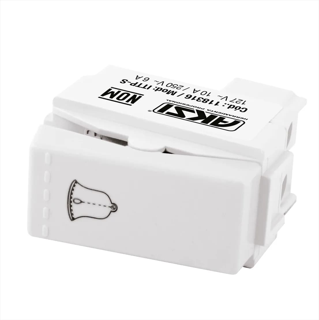 Botón de Timbre de Tecla 127V/10A Blanco AKSI - 118317