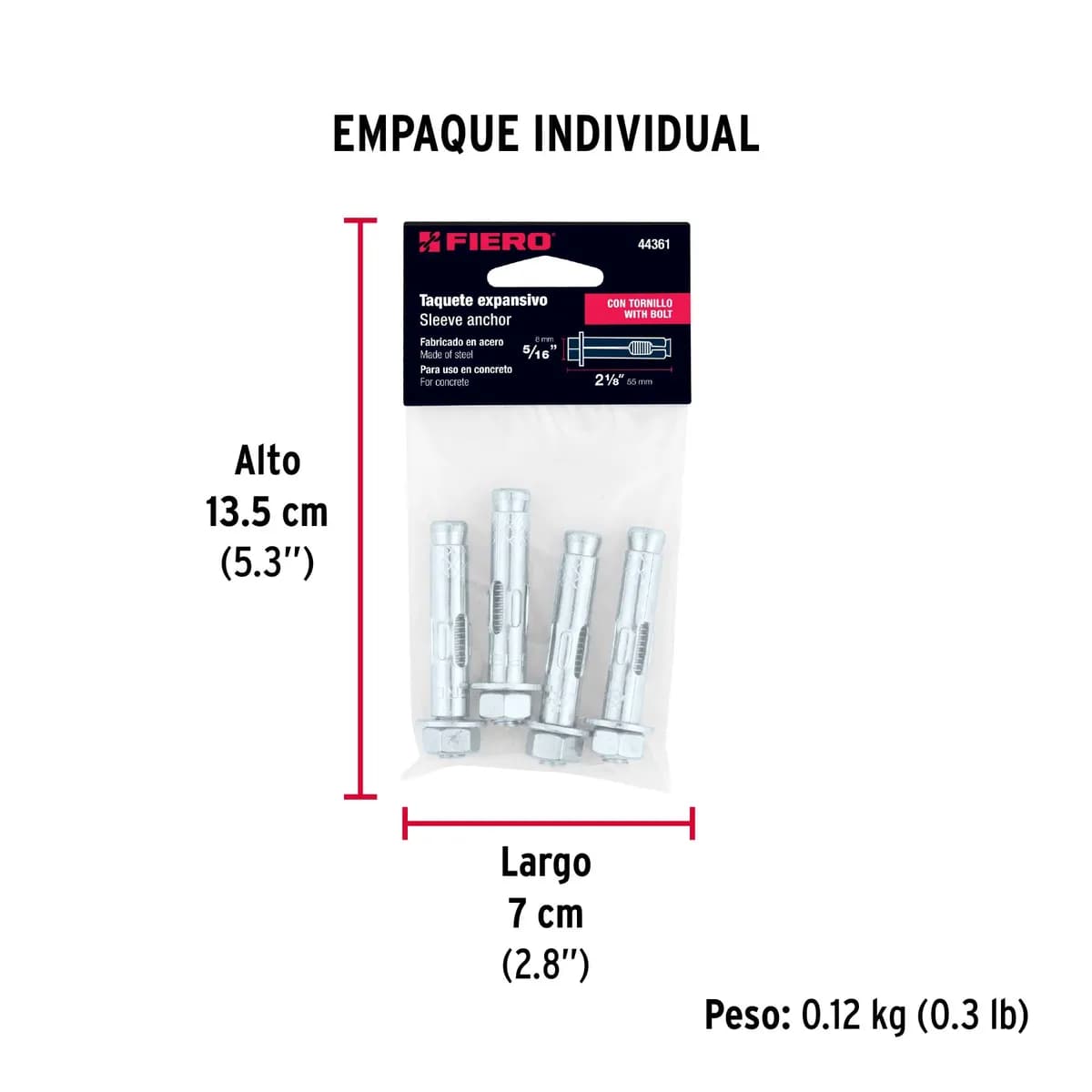 Bolsa con 4 Taquetes Expansivos 5/16" Fiero - 44361