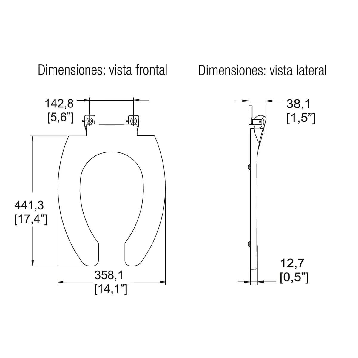 Asiento Alargado sin Tapa Helvex - H-AF1