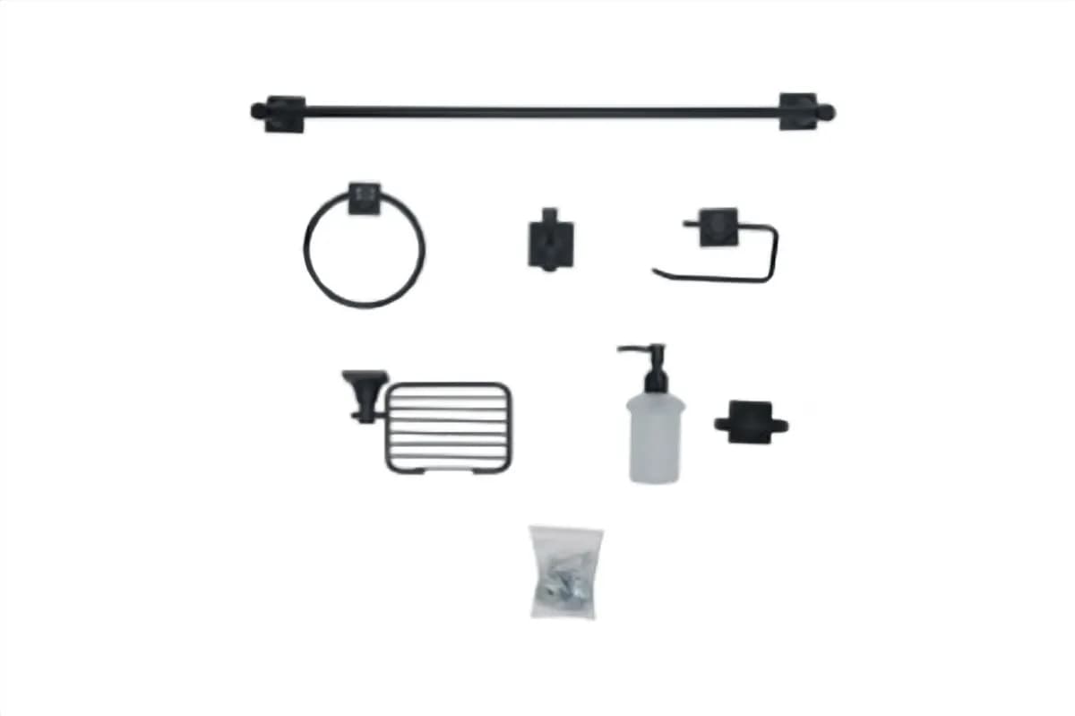 Juego de Accesorios para Baño 6 Piezas Negro Mate Meer - ACC-011