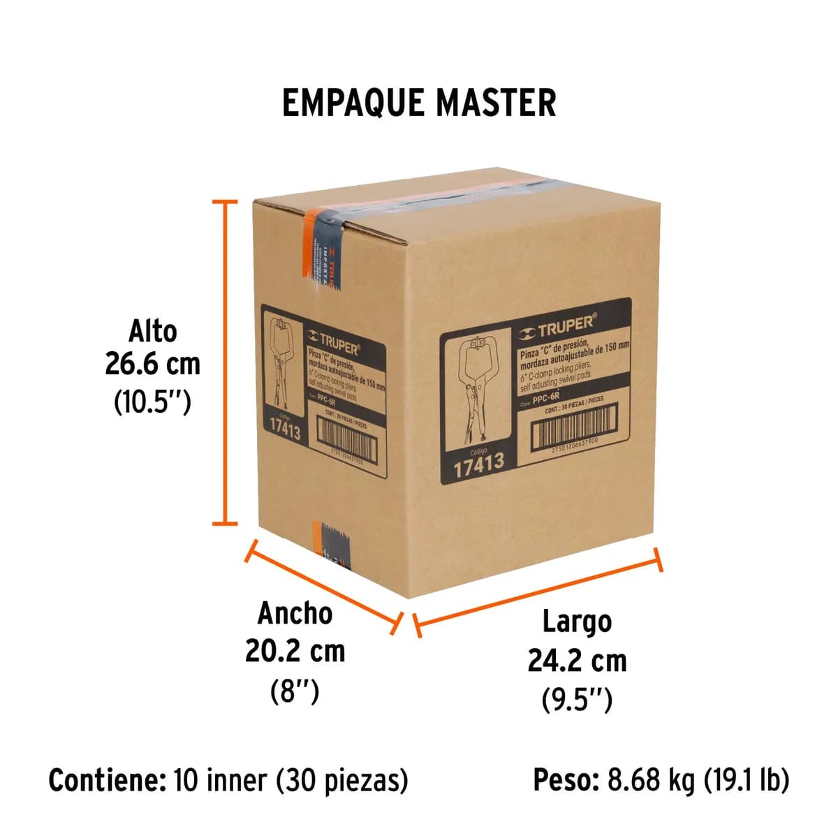 Pinza de Presión Tipo C 6" con Mordaza Autoajustable Truper - 17413