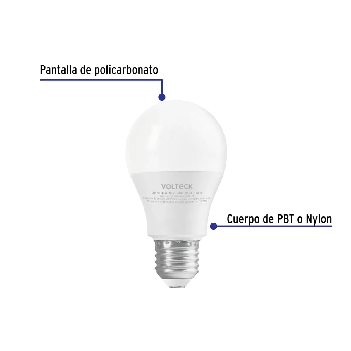 Foco LED 12 W (75 W) A19 6500 K 1050 lm en Blíster Volteck - 46860
