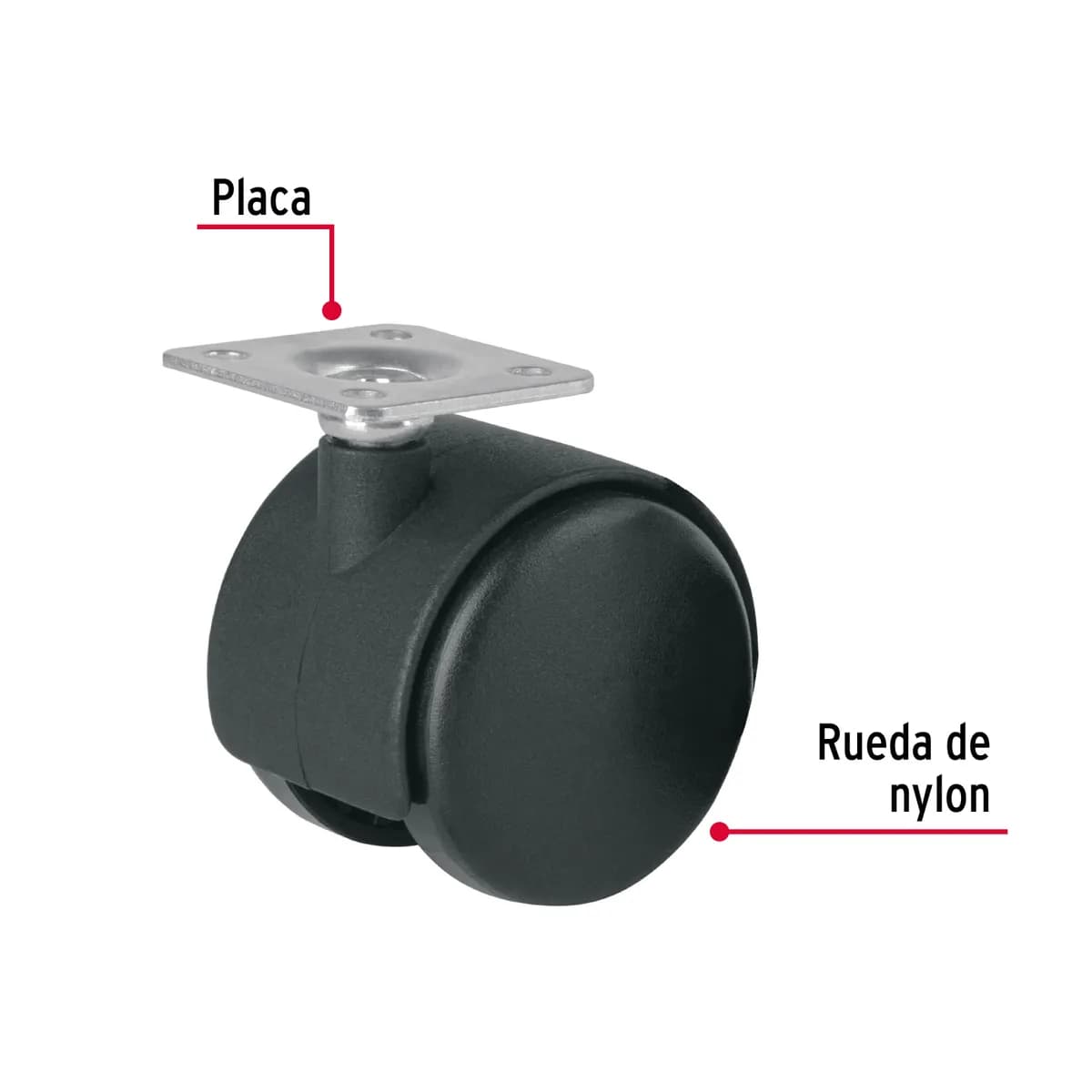 Rueda Tipo Yoyo con Placa sin Freno 50 mm Fiero - 44385