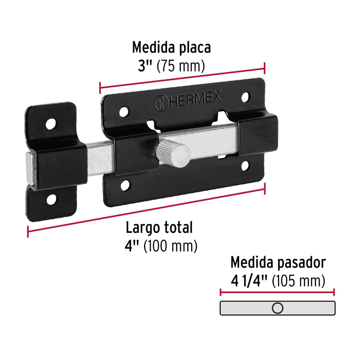 Pasador de Barra Plana 3" Negro PAN-36 Truper - 47929