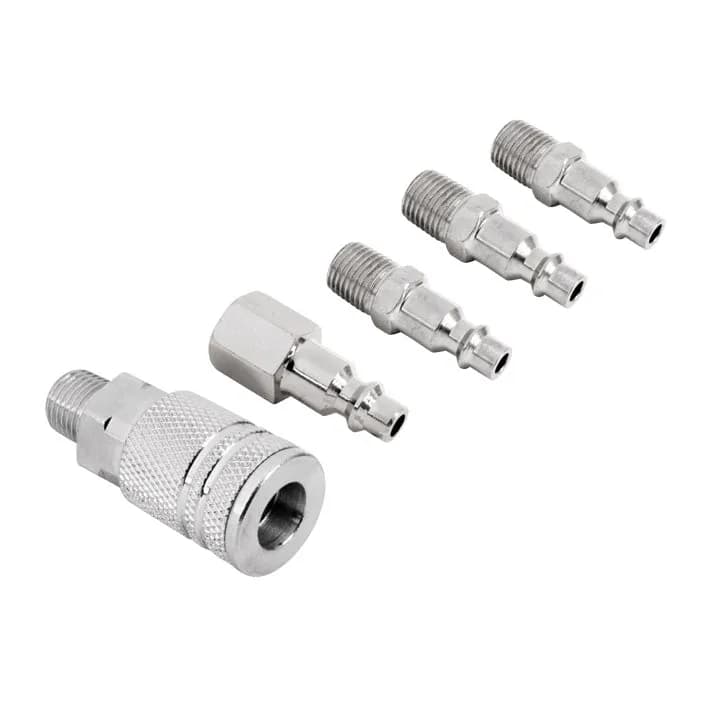 Juego de Cople Macho y Conectores de Acero Cromado 5 Piezas AKSI - 306405