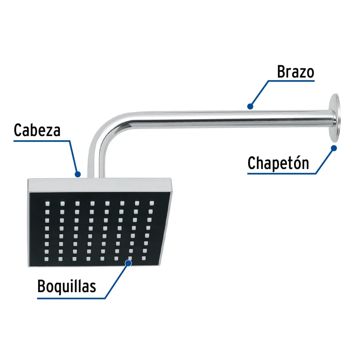 Regadera Cuadrada 6" de ABS con Brazo y Chapetón Foset - 46734