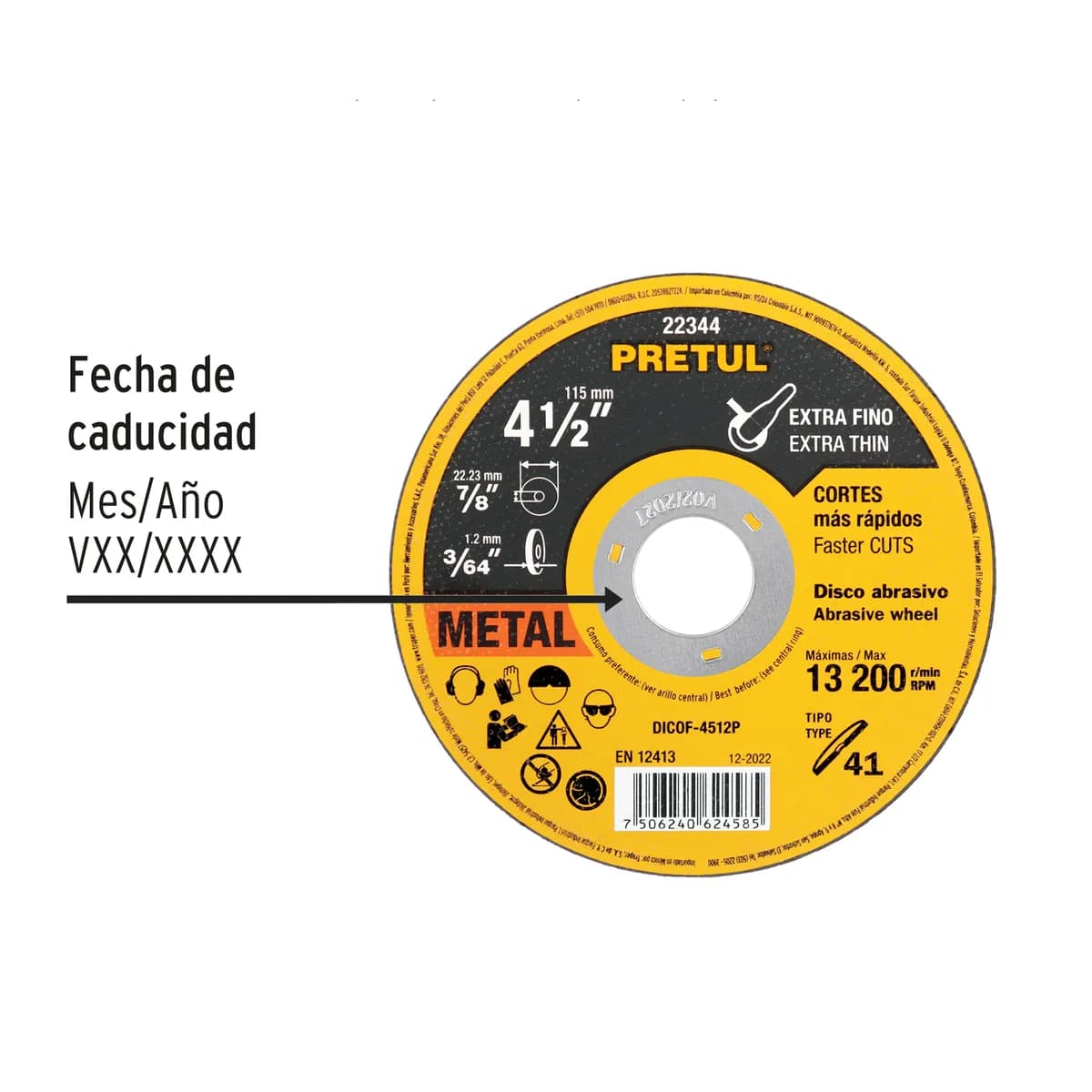 Disco de Corte Fino 4 1/2" Pretul - 22344