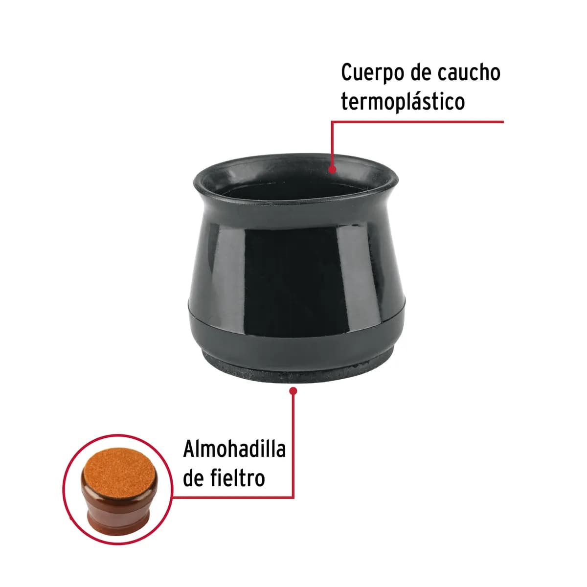 Protectores para Patas de Silla 24 Piezas Negro Hermex - 49847