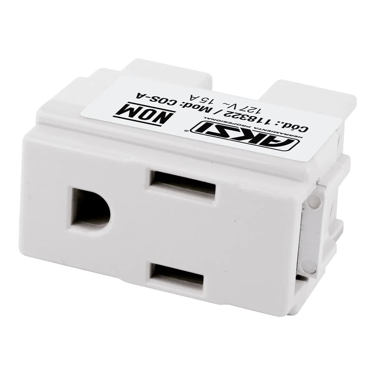 Contacto Sencillo Polarizado Aterrizado 127V/15A Blanco AKSI - 118325