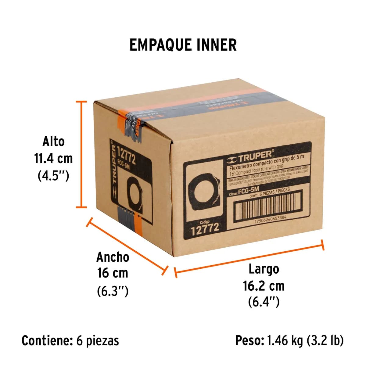 Flexómetro Compacto Contra Impactos 5 m Truper - 12772