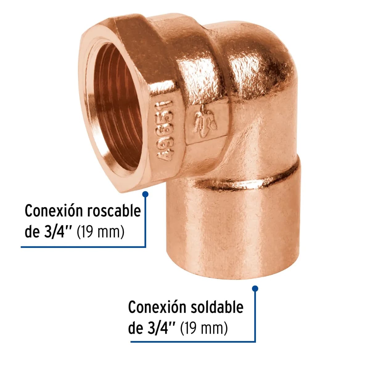 Codo de Cobre Rosca Interior 3/4" x 90° Foset - 49651
