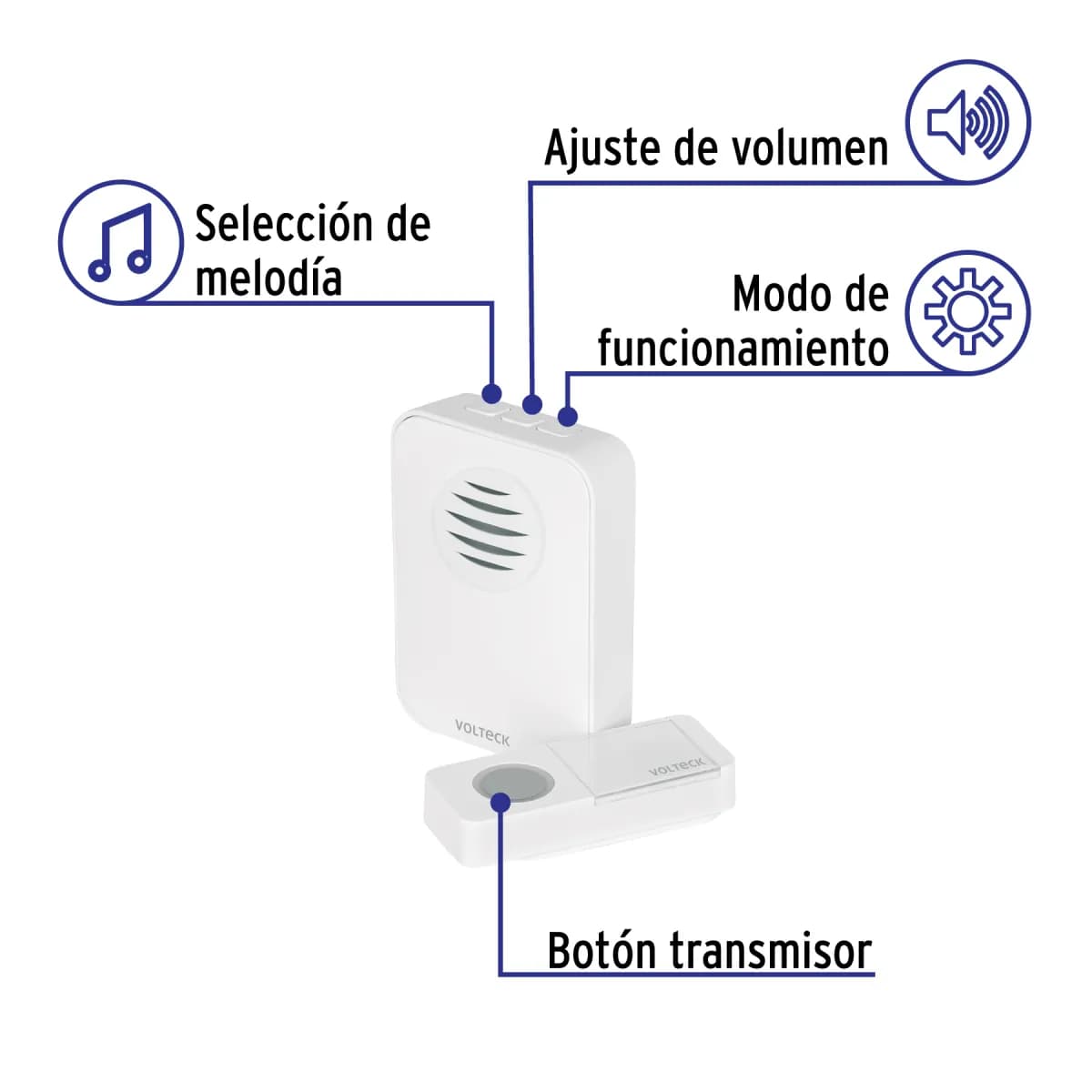 Timbre Inalámbrico de Pilas 36 Tonos Volteck - 46630