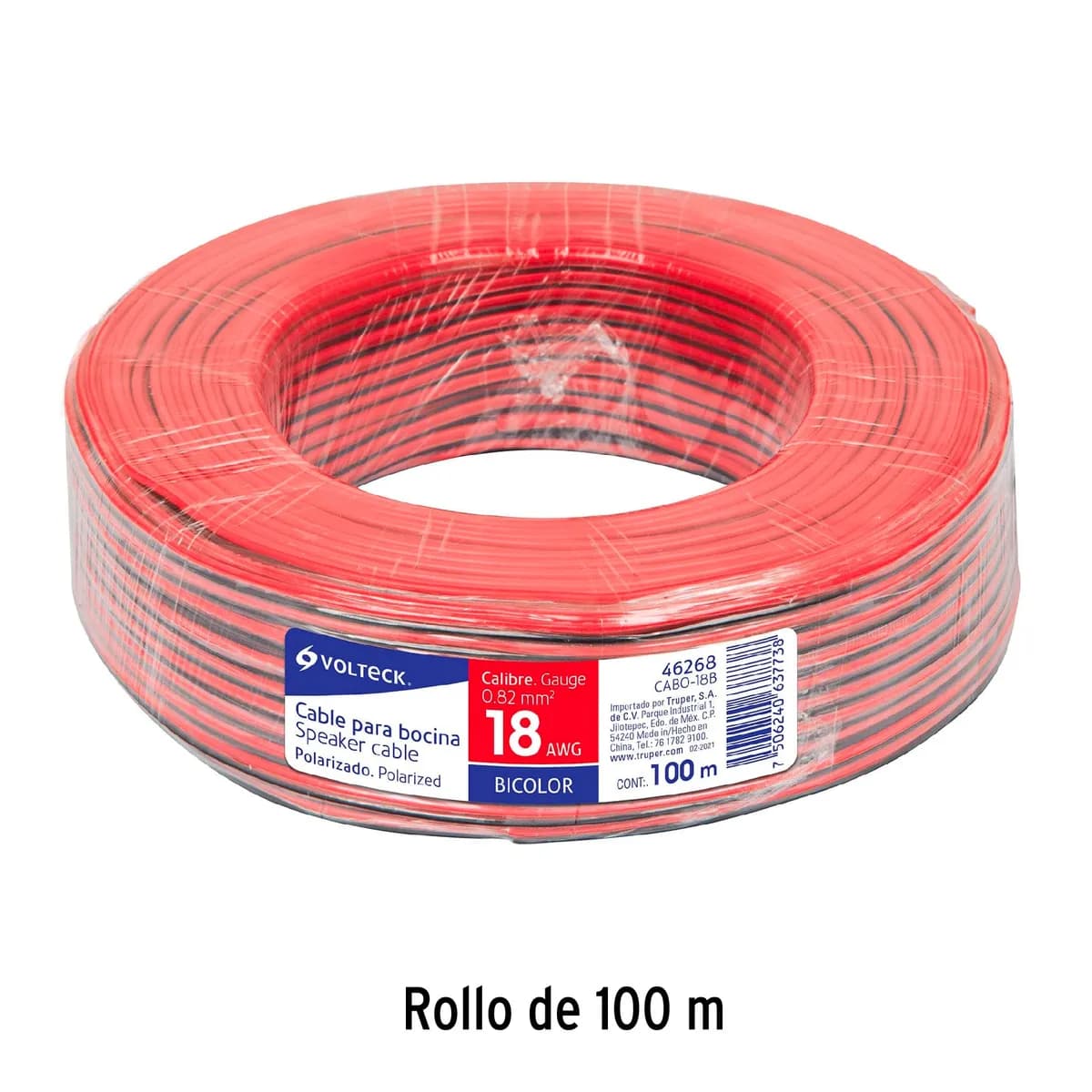 Metro de Cable Polarizado Transparente para Bocina 22 AWG Volteck - 46265