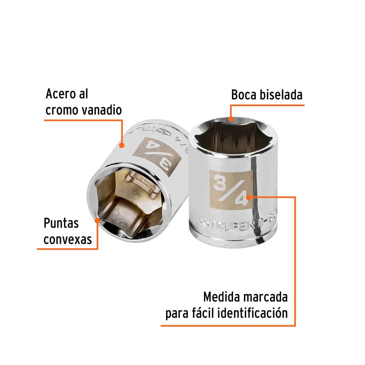 Dado de 3/4" 6 Puntas Cuadro 3/8" Truper - 13613
