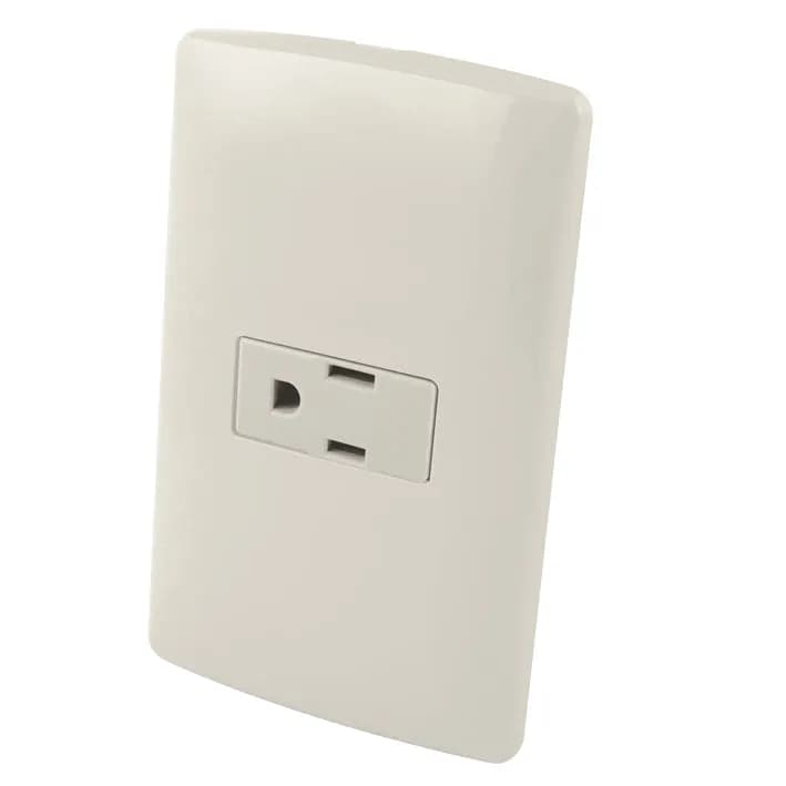 Contacto Aterrizado con Placa de Plástico Blanco AKSI - 118369